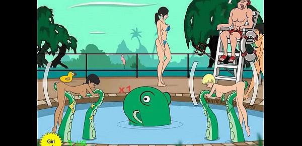  Tentacle monster molests women at pool - No Commentary 2 | teamfaps.com